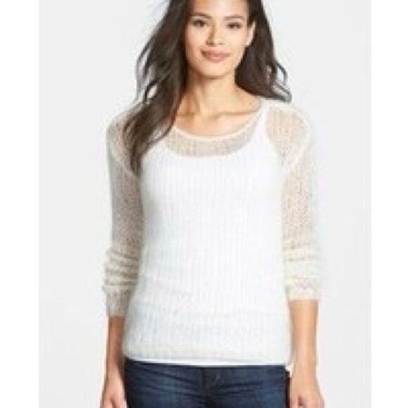 New Eileen Fisher Italian yarn ultra light weight sweater Creamy Ivory Large - Picture 2 of 16